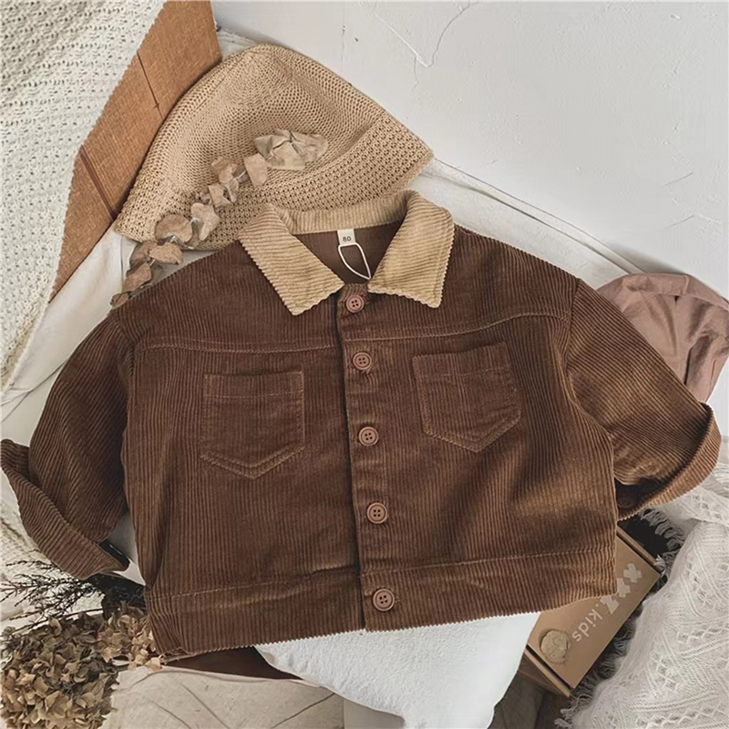 Toddler Solid Color Corduroy Lapel Jacket