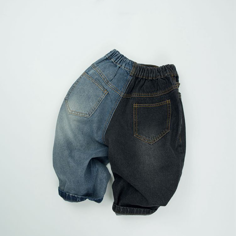 Toddler Black and Blue Patchwork Jeans