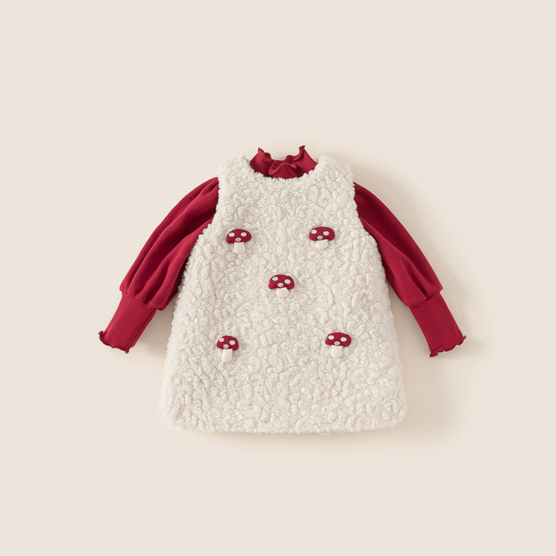 2 Piece Toddler 3D Duck and Mushroom Plush Dress Set