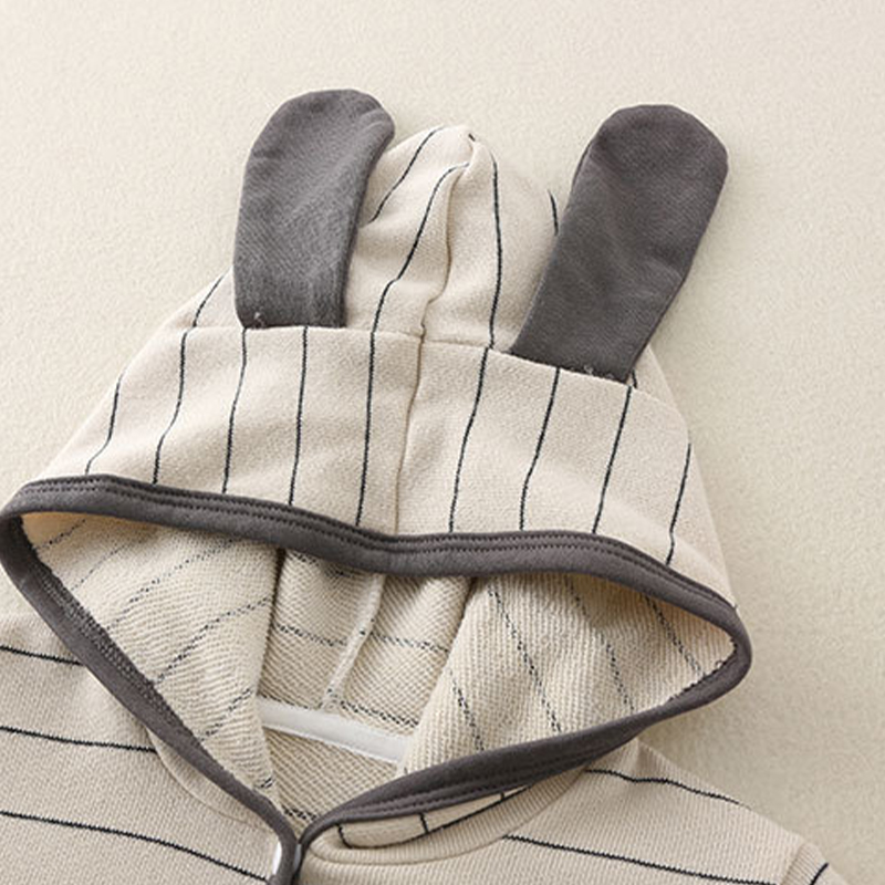 Baby Rabbit Stripe Hooded Romper