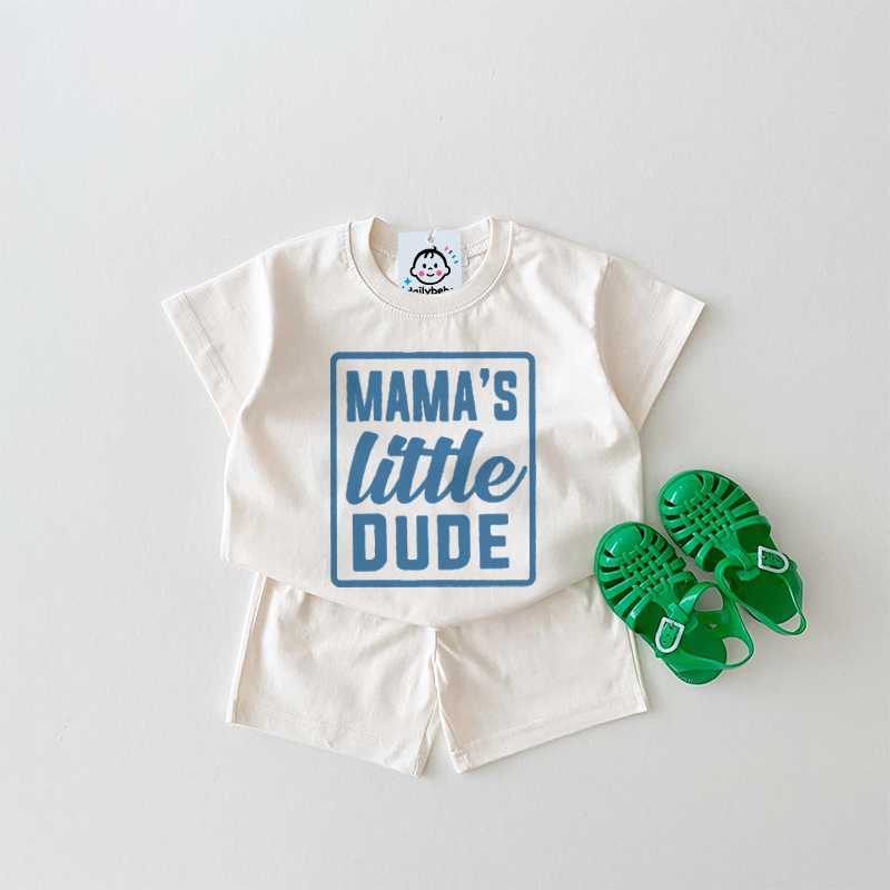 MAMA'S LITTLE DUDE Baby Slogan White Set 