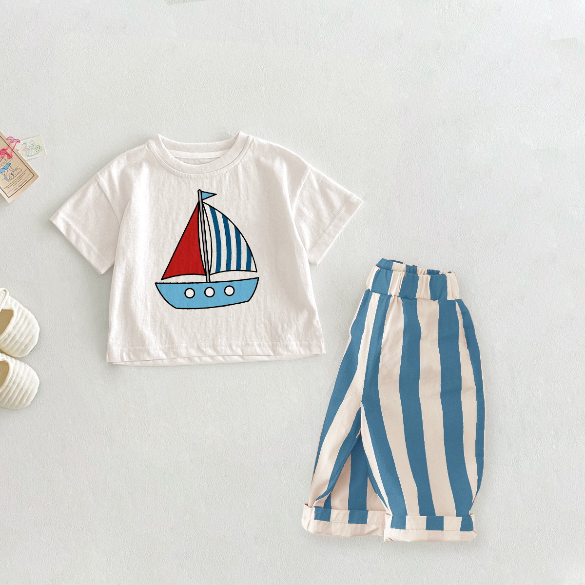 Baby Toddler Sailboat Pattern 2 Piece Set