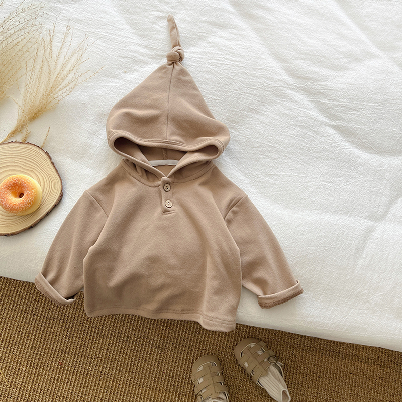 Baby Solid Color Double Button Hoodie