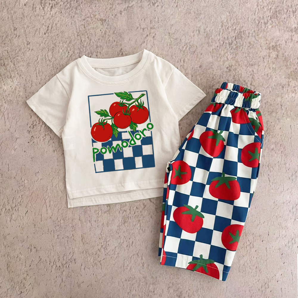 Baby Toddler Tomato Checkerboard Pattern 2 Piece Set