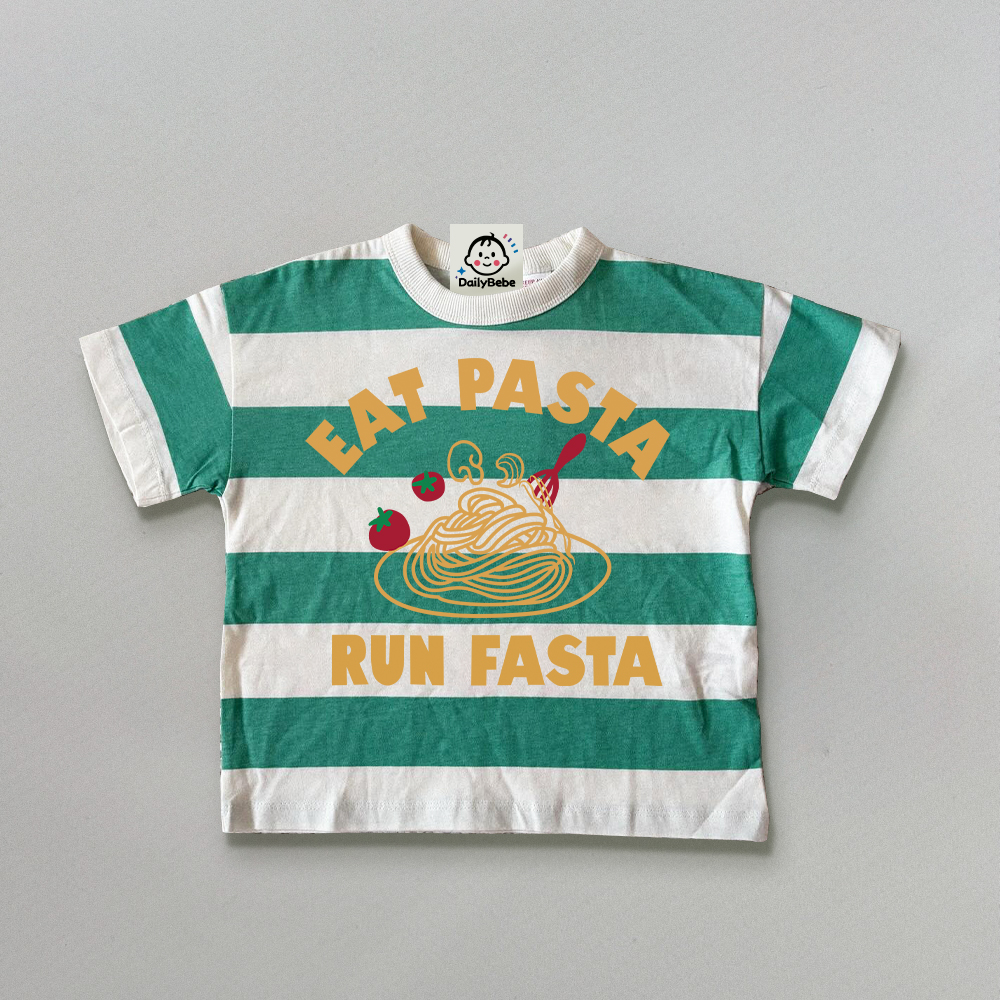 EAT PASTA RUN FASTA Baby & Kids Stripe T-Shirt