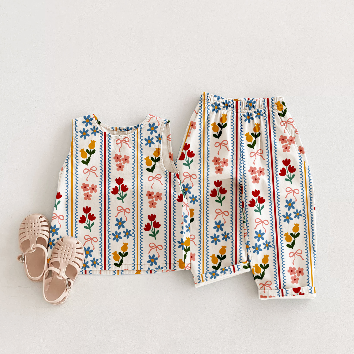 Baby & Kids Flowers Wave Stripe 2 Piece Set