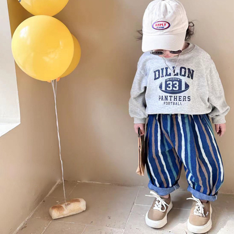 Toddler Colorful Vertical Striped Denim Pants
