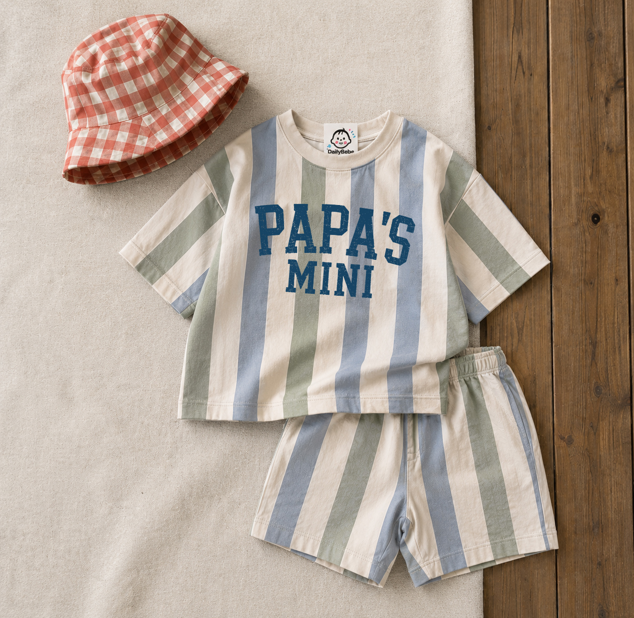 PAPA'S MINI Baby & Kids Stripe Tee and Shorts  Sets