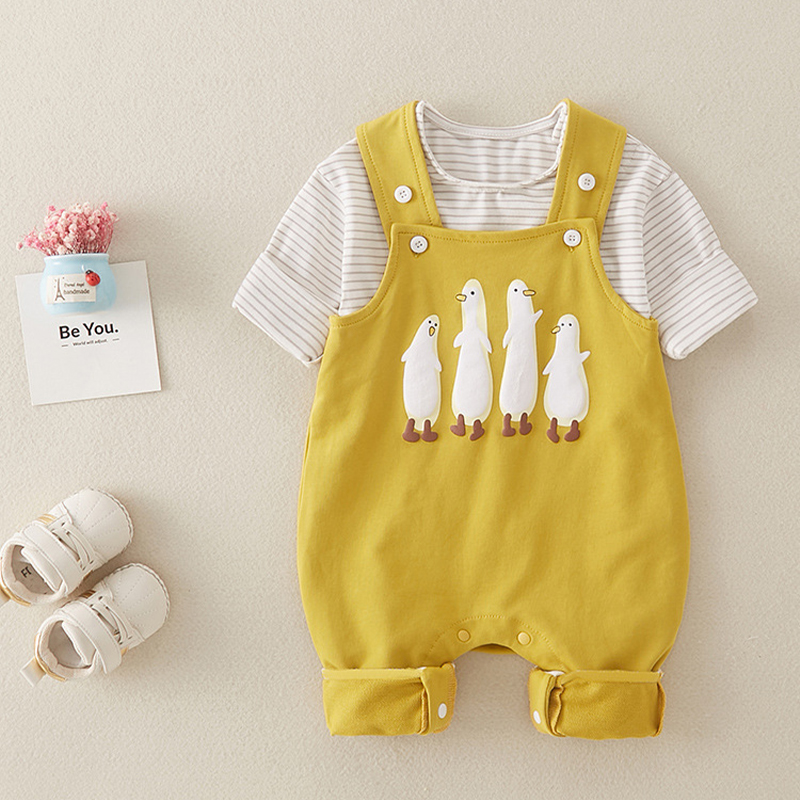 Baby 2-Piece Penguin Striped Yellow Set