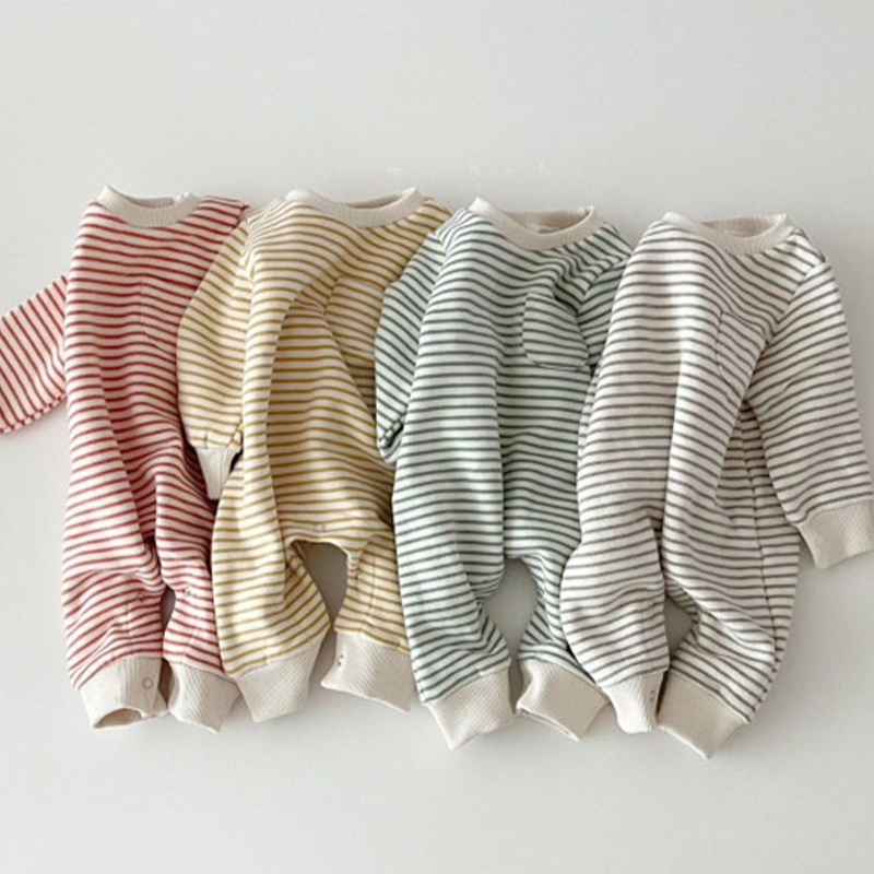 Baby Round Neck Striped Romper