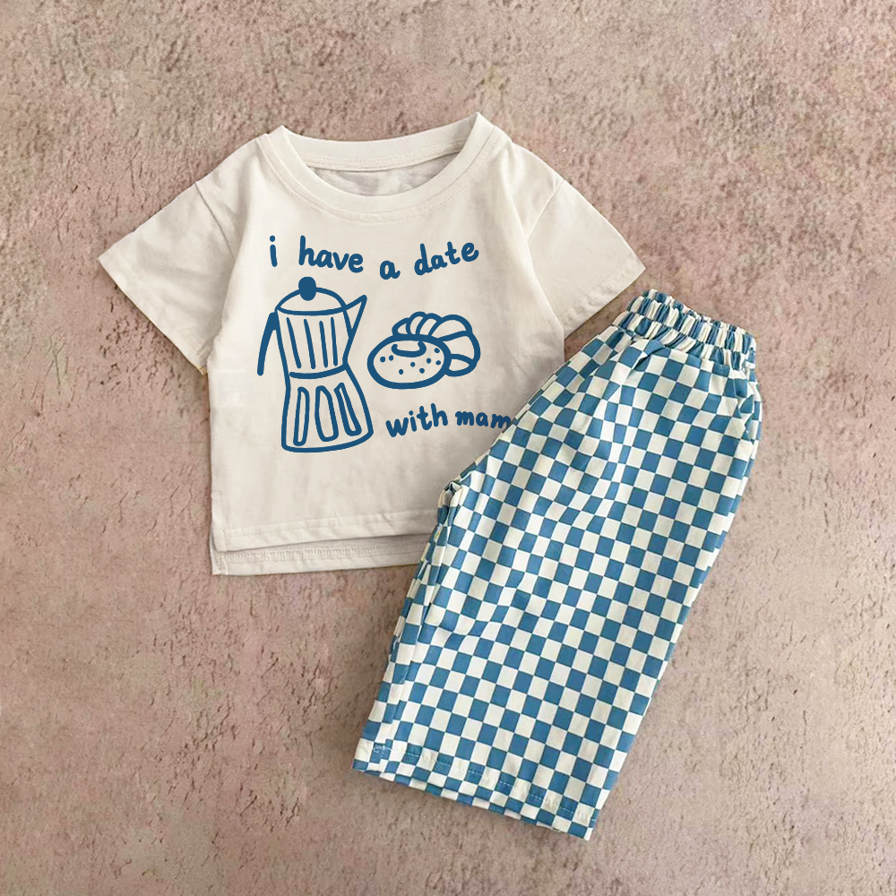 I HAVE A DATE WITH MOM Baby & Kids Plaid 2 Piece Set