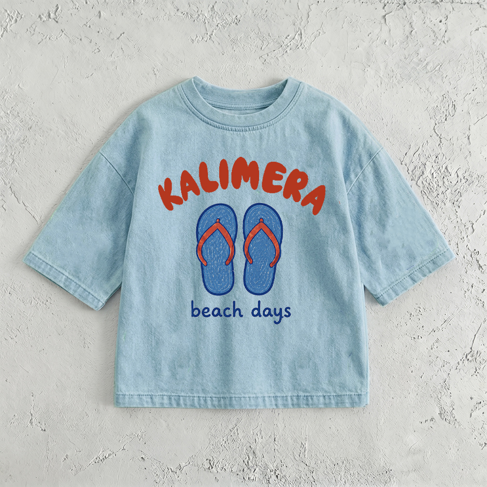 KALIMERA BEACH DAY Baby & Kids Slippers Washed T-Shirt (6M-12Y)