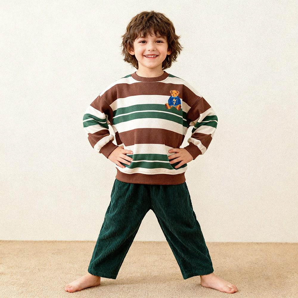 Baby & Kids Christmas Bear Stripe Sweatshirt 