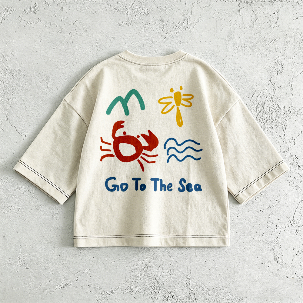 GO TO THE SEA Baby & Kids Crab Dragonfly Print Front & Back T-Shirt (6M-12Y)
