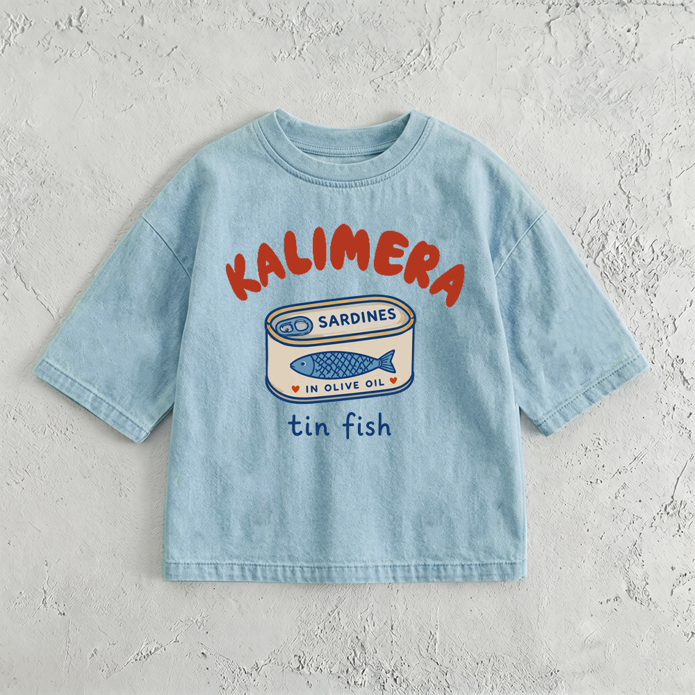 KALIMERA TIN FISH Baby & Kids Sardines Washed T-Shirt (6M-12Y)