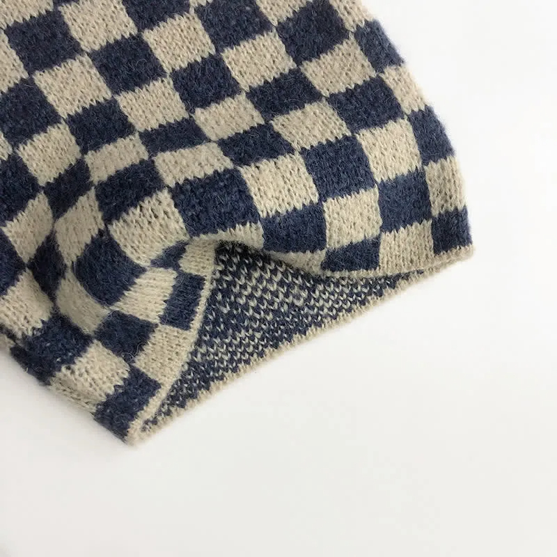 Toddler Boy Knitted Checkerboard Cardigan Shorts