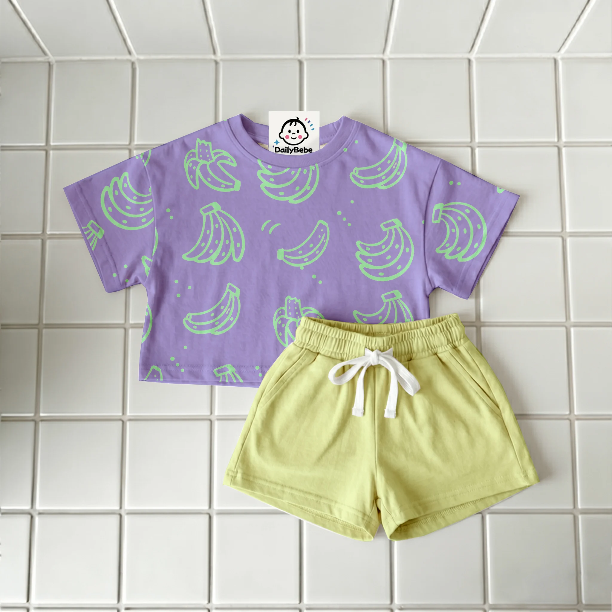 Baby & Kids Bananas Dots T-Shirt and Shorts Sets