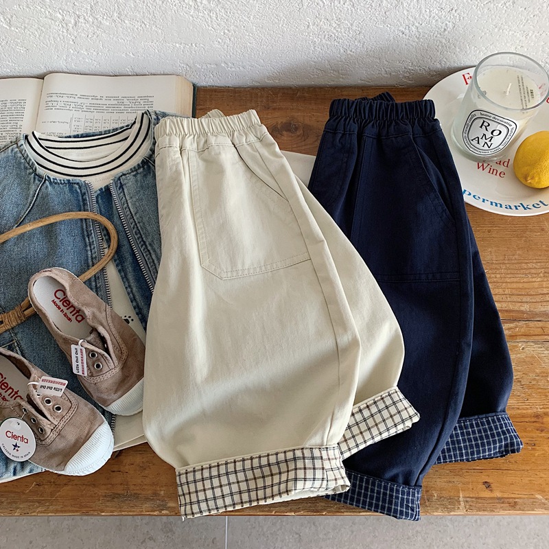 Kids Checkered Cargo Pants