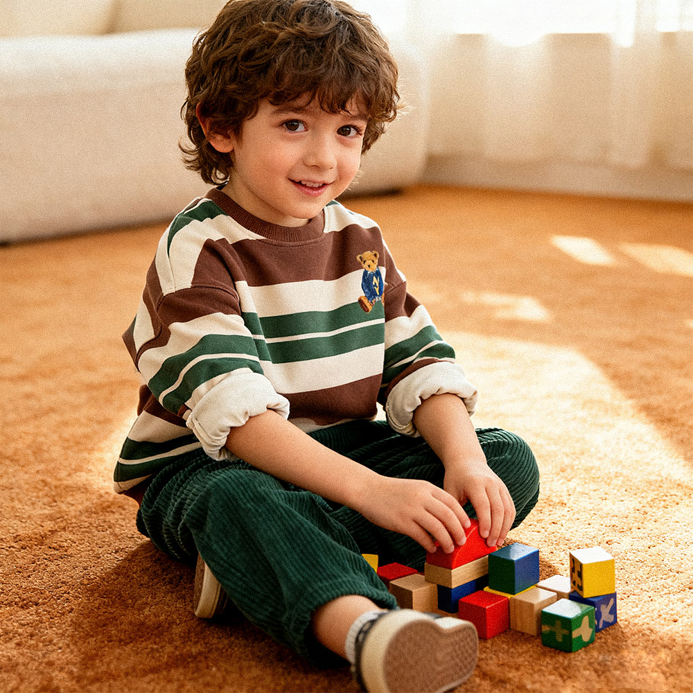 Baby & Kids Christmas Bear Stripe Sweatshirt 