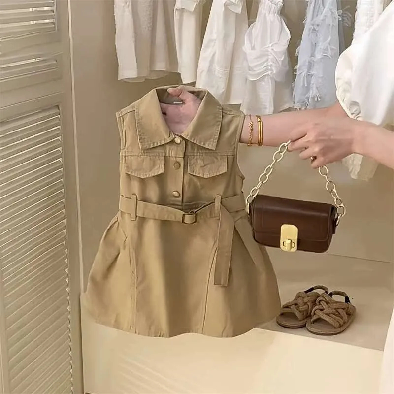 Toddler Khaki Worker Sleeveless Dress