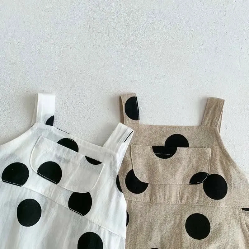 Baby Vintage Polka Dot Overall and Hat Set
