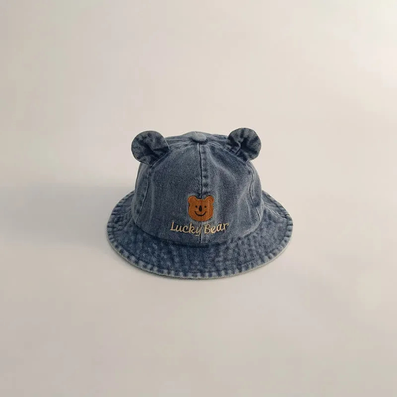 LUCKY BEAR Baby Denim Bear Bucket Hat