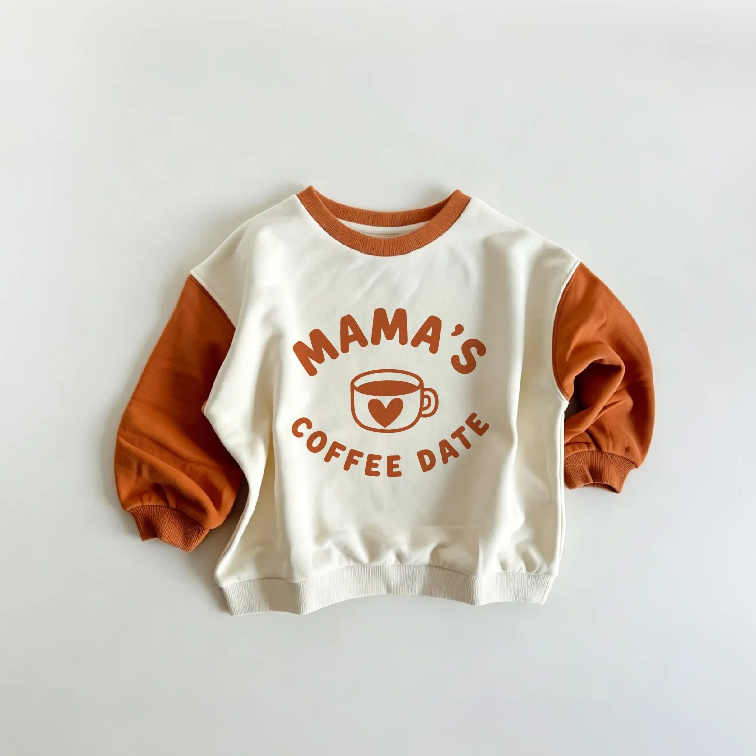 MAMA'S COFFEE DATE Baby & Kids Color Blocking ​​Sleeves Sweatshirt
