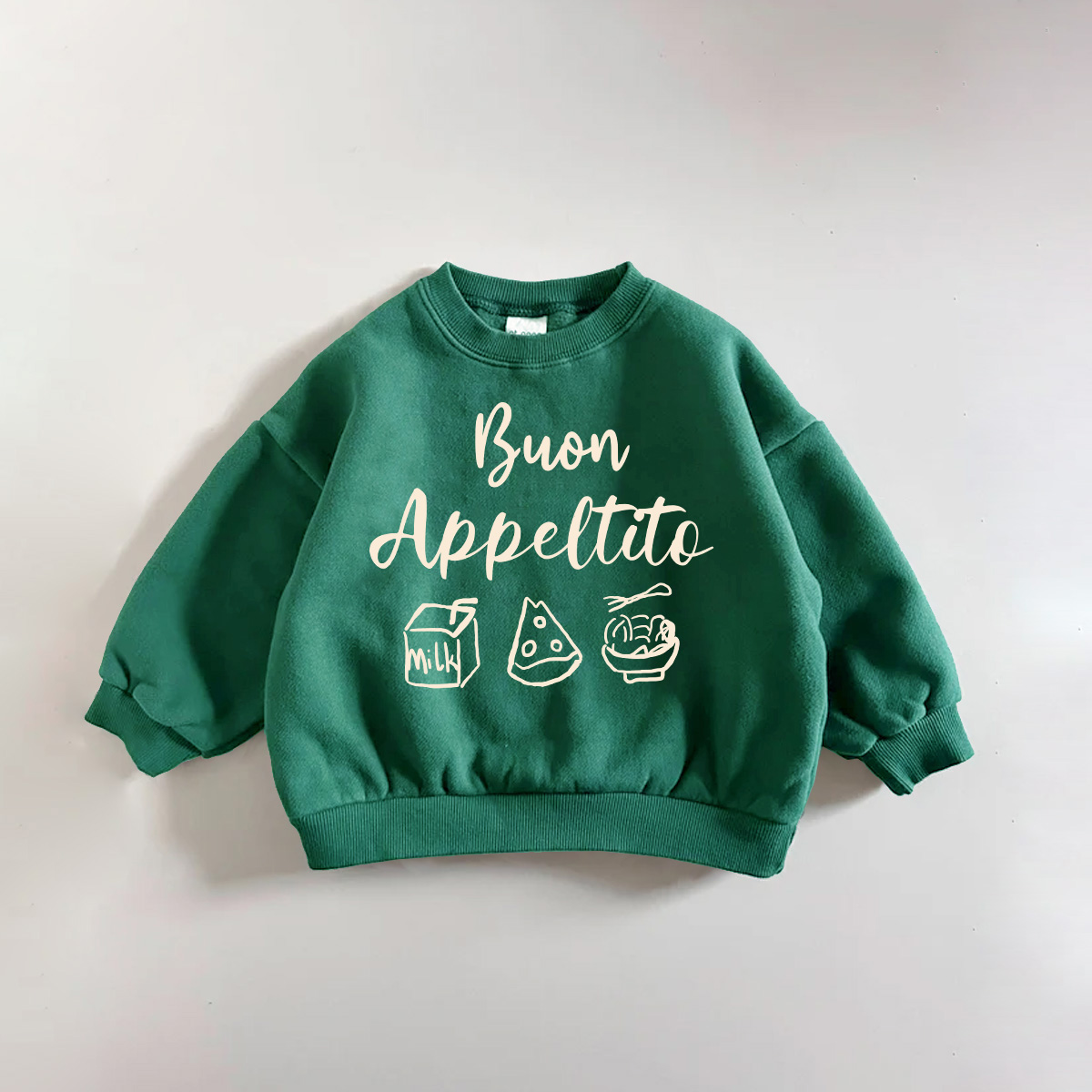 BUON APPETITO Baby Toddler Food Green Sweatshirt