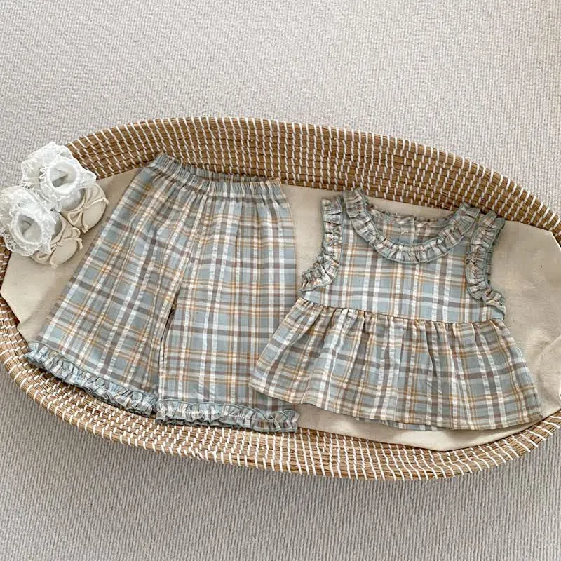 Baby Toddler 2-Piece Plaid Sleeveless Set