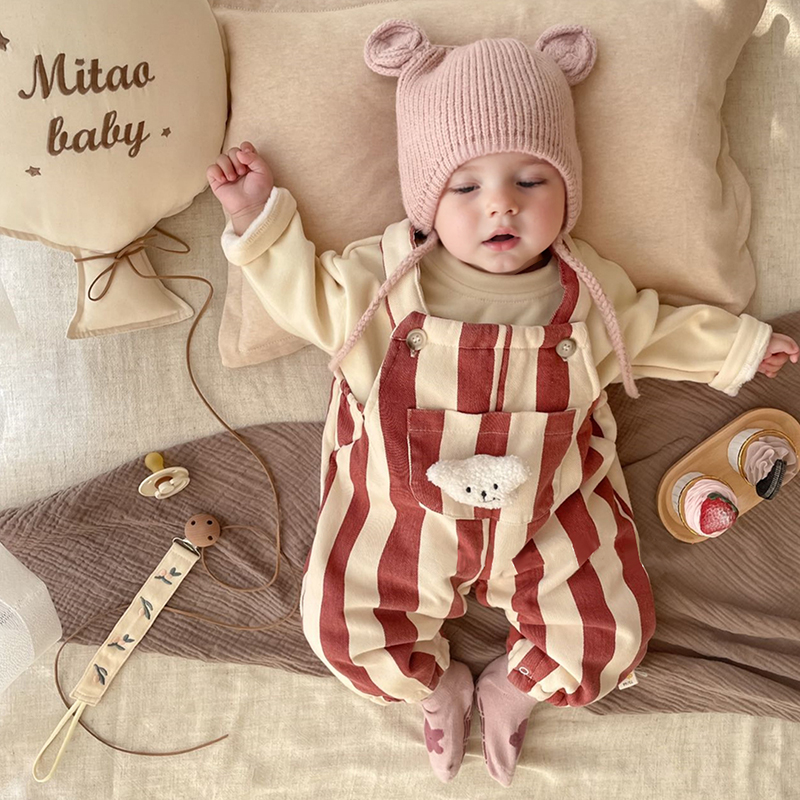 Baby Bear Adjustable Striped Overalls