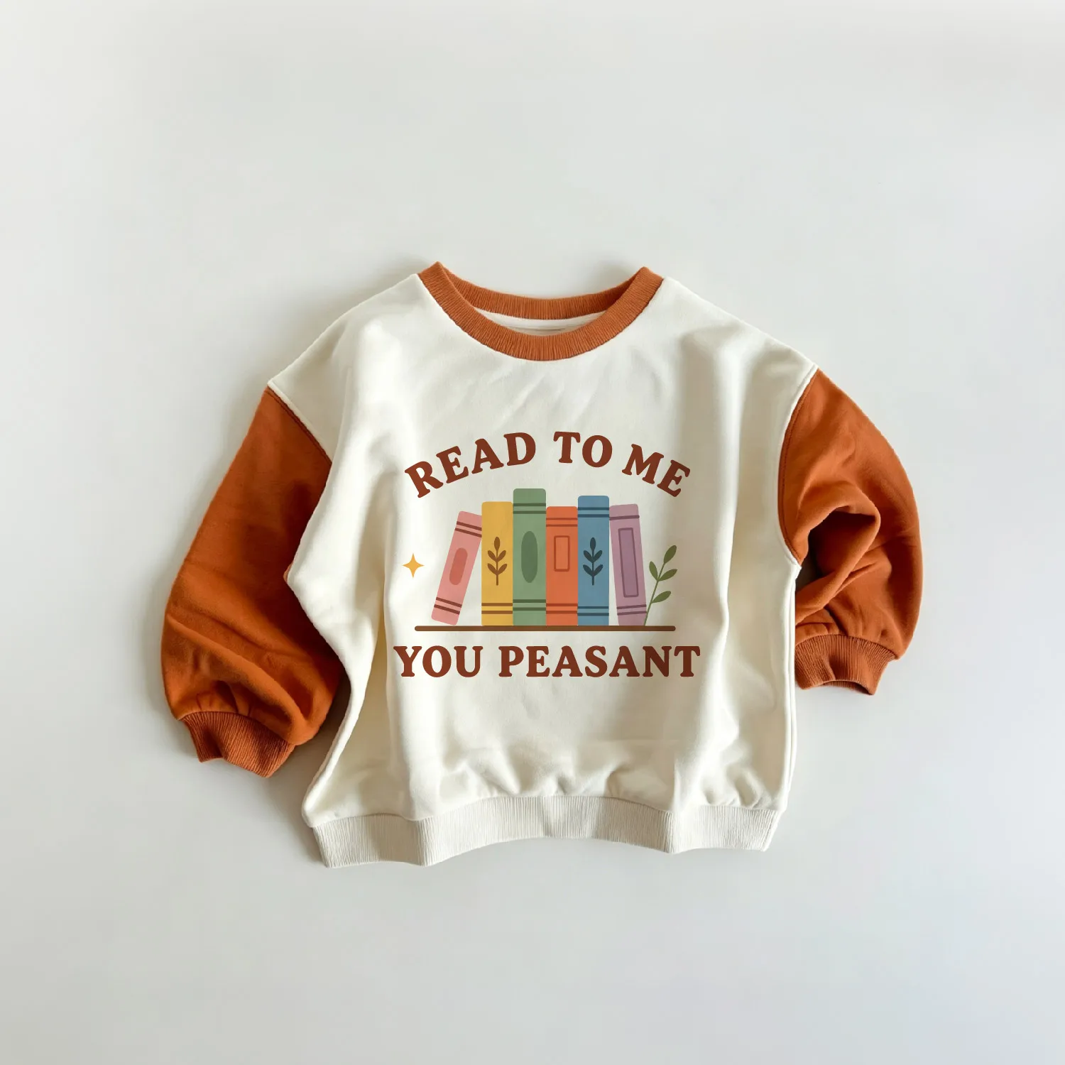 READ TO ME YOU PEASANT Baby & Kids Color Blocking ​​Sleeves Sweatshirt
