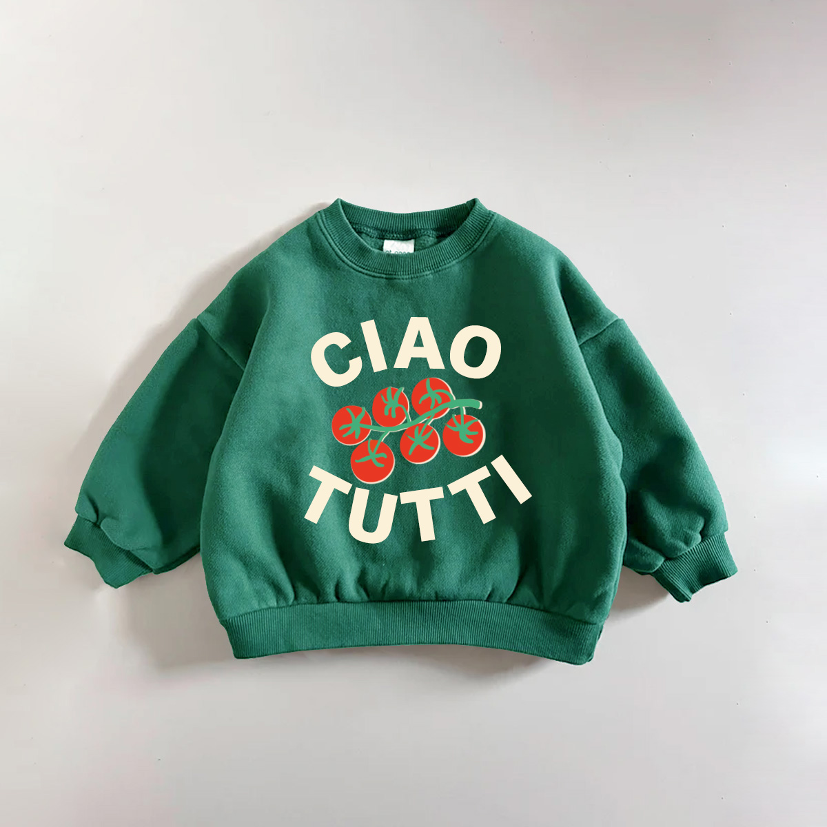 CIAO TUTTI  Baby Toddler Tomato Green Sweatshirt