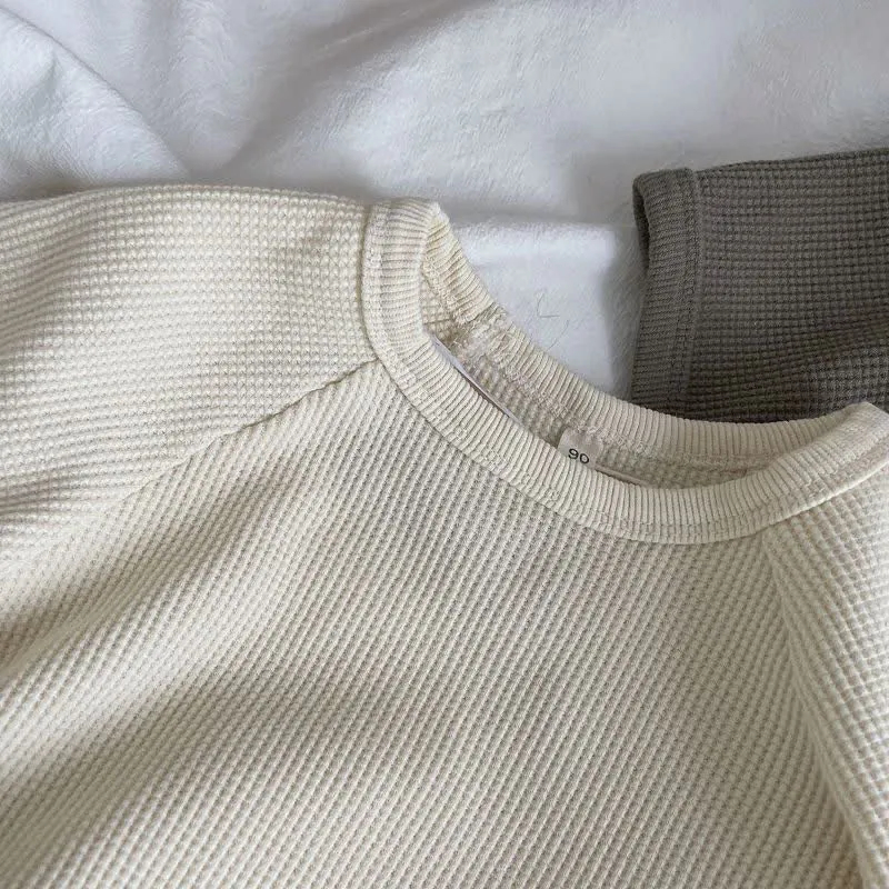 Kid 2-Piece Solid Color Waffle Set