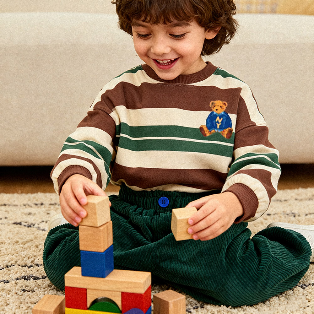 Baby & Kids Christmas Bear Stripe Sweatshirt 