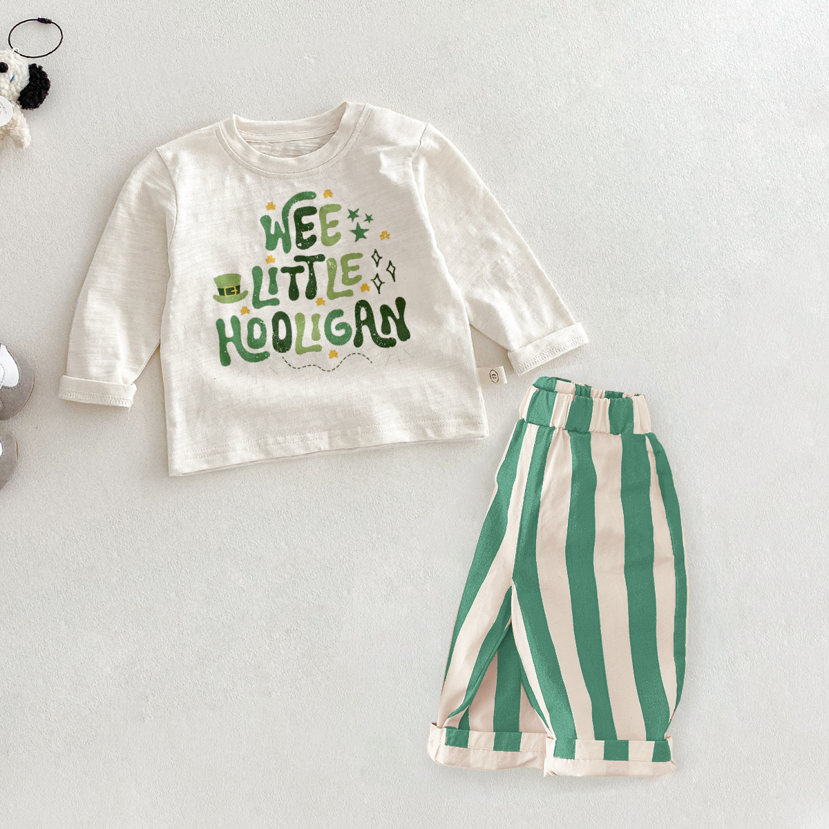 WEE LITTLE HOOLIGAN Baby Toddler 4-Leaf Clover Slogan 2-Piece Set