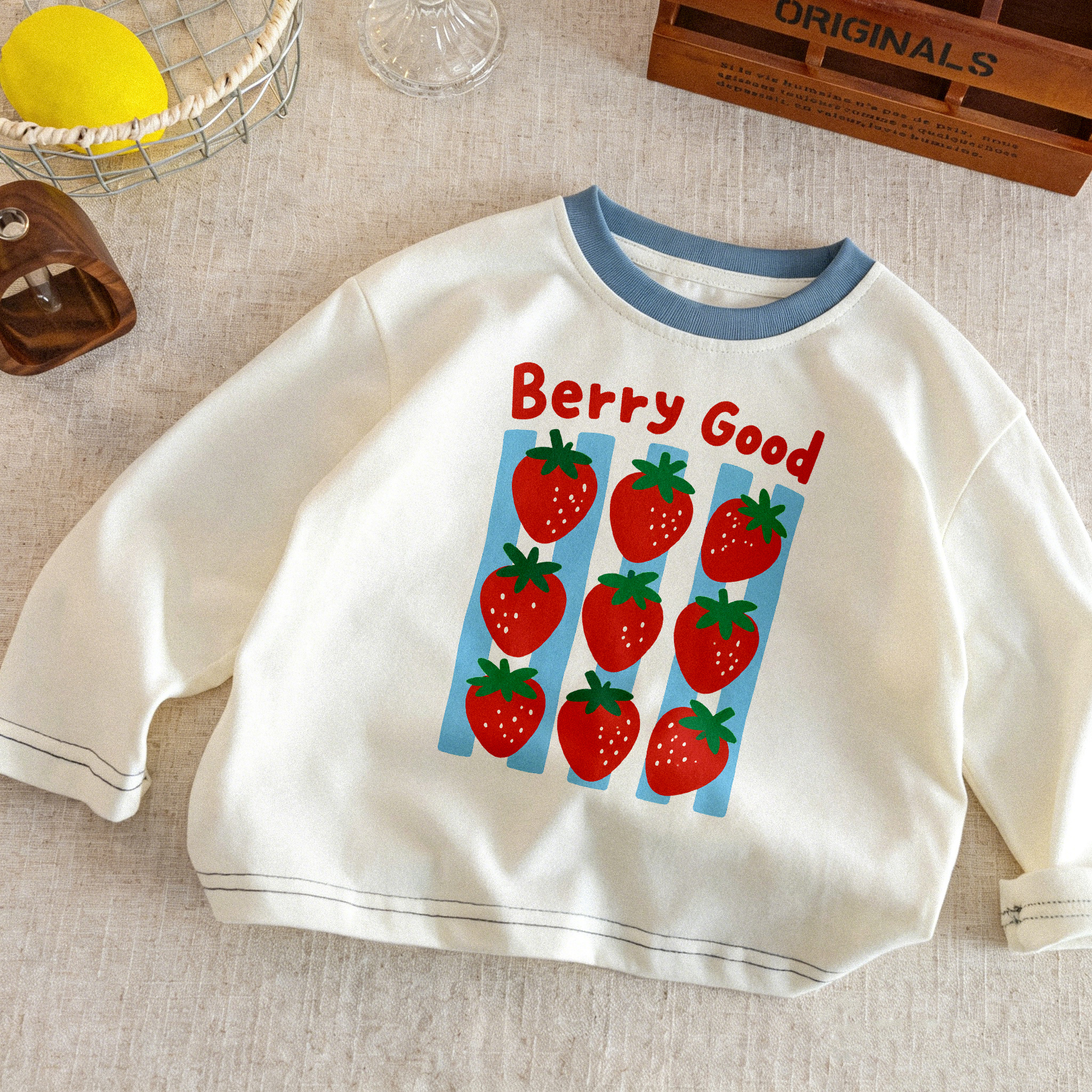 BERRY GOOD Baby & Kids Striped Strawberry Printing Tee
