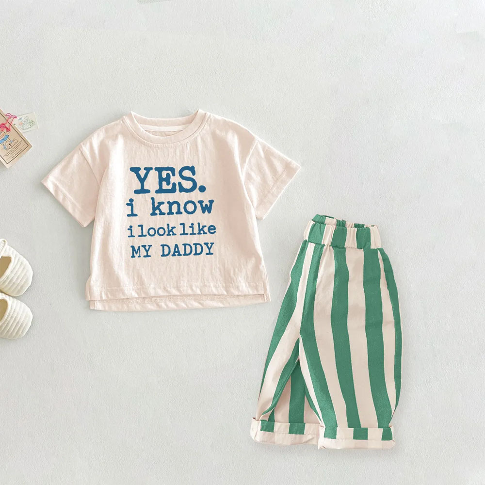 YES I KNOW I LOOK LIKE MY DADDY 2-Piece Slogan Casual Pants Set