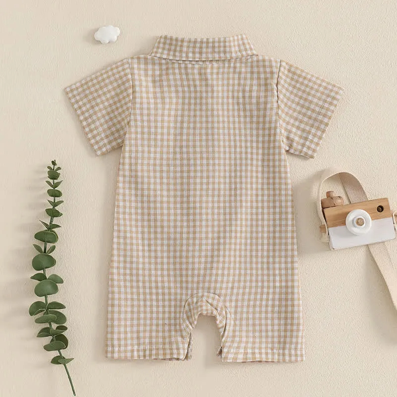 Baby Boy Plaid Pocket Romper