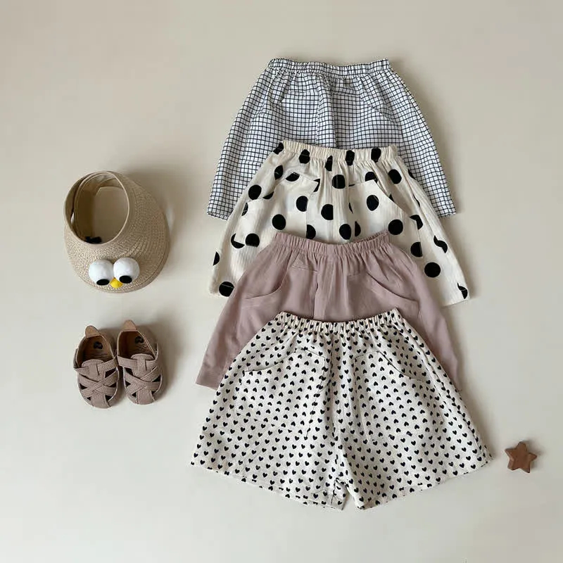 Baby Heart Dots Plaid Basic Shorts