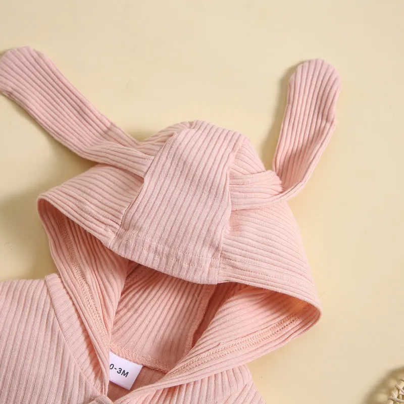 Baby Solid Color Easter Rabbit Ear Romper