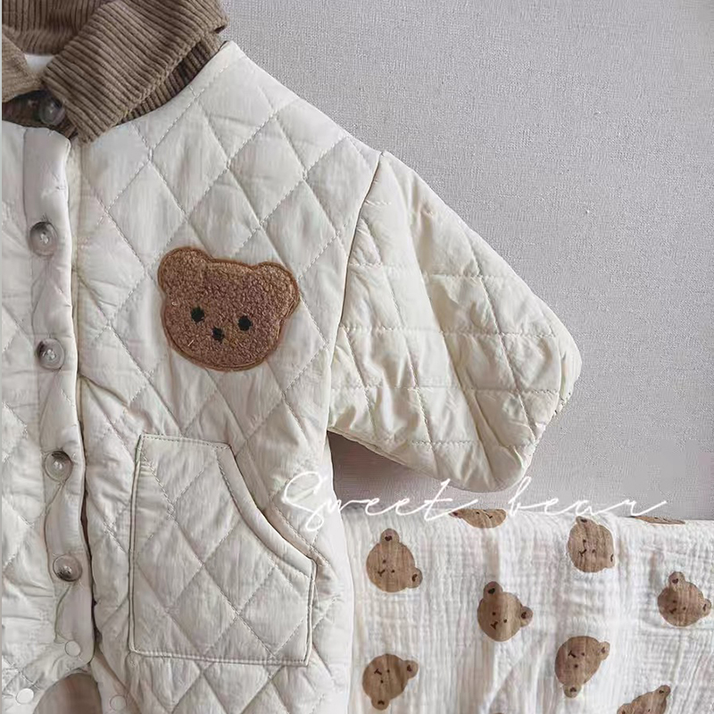 Baby Polo Quilted Bear Rompers