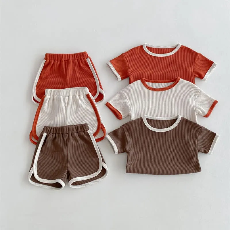 Baby 2-Piece Simple Waffle Sweatsuit Set