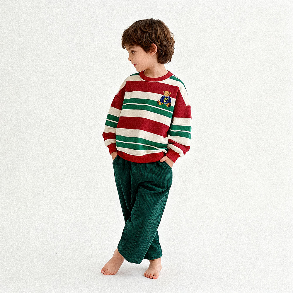 Baby & Kids Christmas Bear Stripe Sweatshirt 