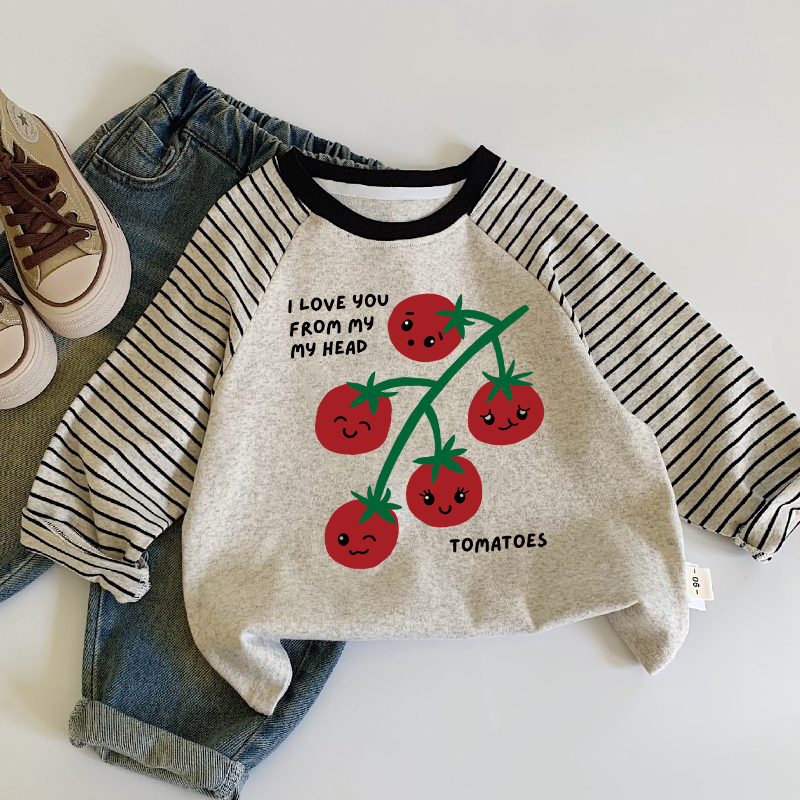 I LOVE YOU FROM MY HEAD Kid Tomato Contrast Color T-Shirt