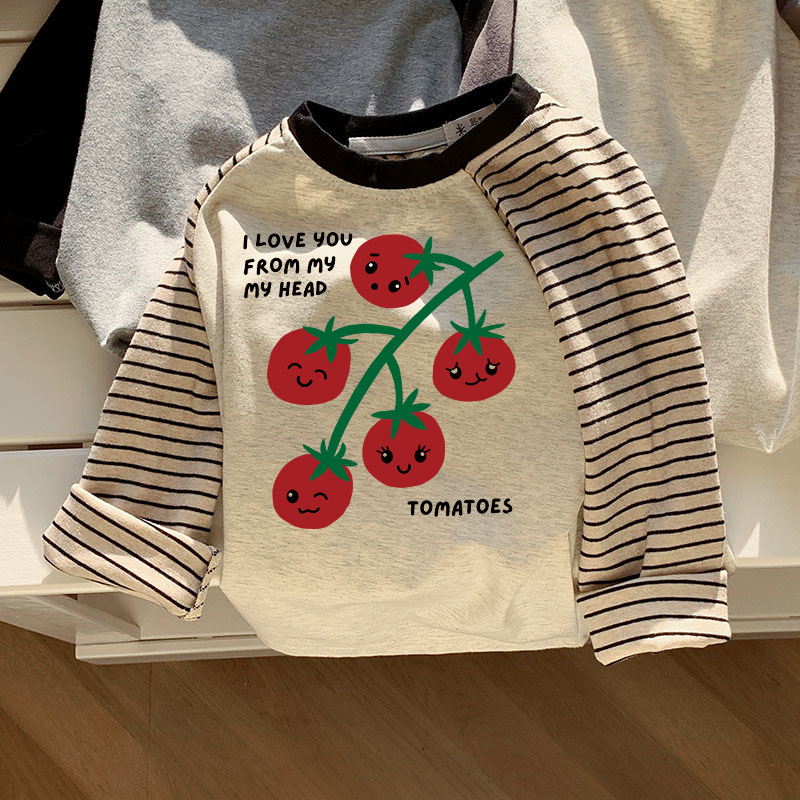 I LOVE YOU FROM MY HEAD Kid Tomato Contrast Color T-Shirt