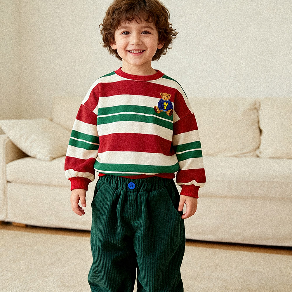 Baby & Kids Christmas Bear Stripe Sweatshirt 