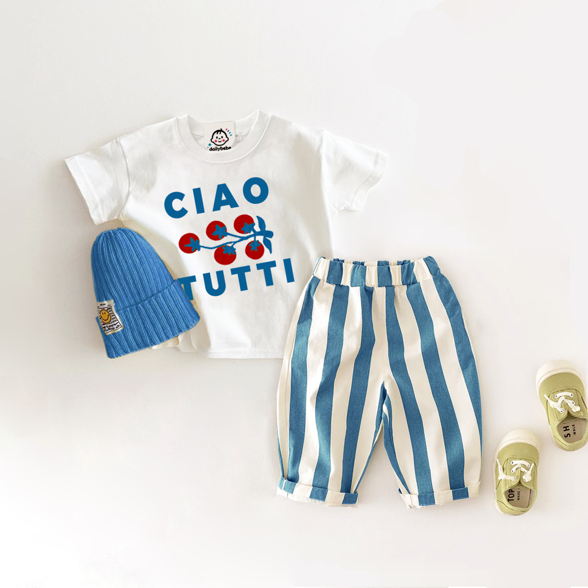 CIAO TUTTI Baby Toddler 2-Piece Tomato Stripe Pants Set