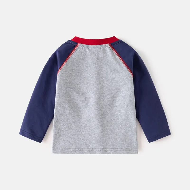Toddler Embroidered Dog Contrast Color Raglan T-Shirt