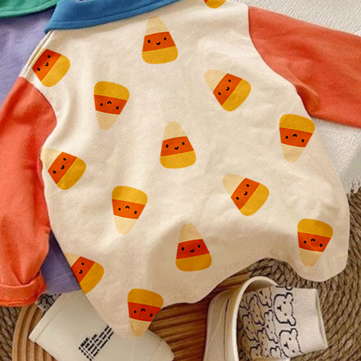 Baby Toddler Candy Corn Polo Sweatshirt