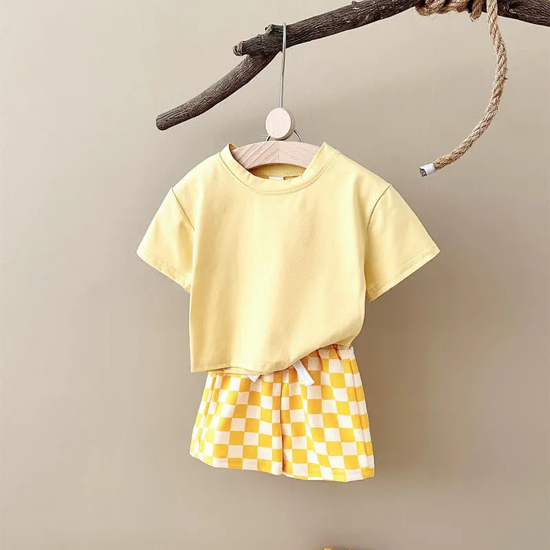 Baby 2-Piece Soft Checkerboard Sweatsuit Set